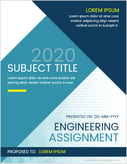 Engineering assignment cover page sample