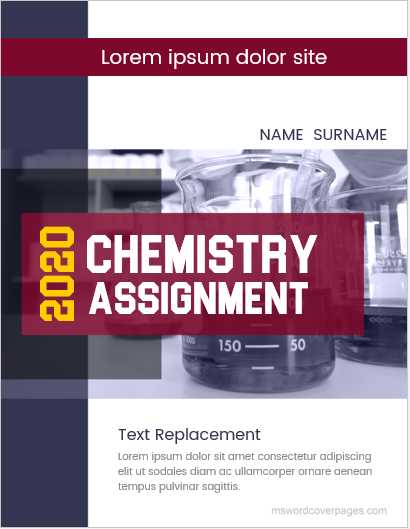 Chemistry assignment cover page sample