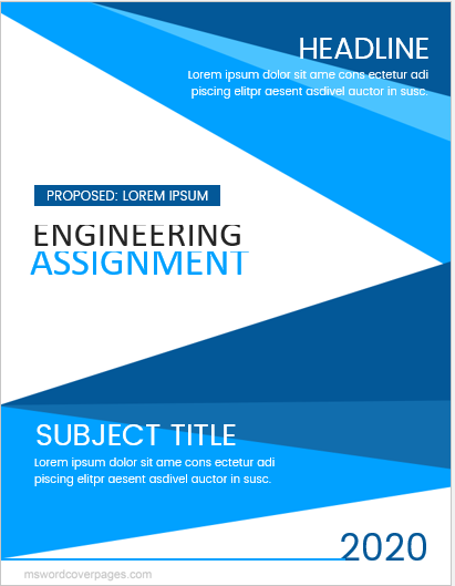 Cover page for engineering assignment