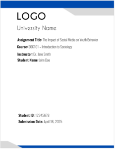 University Assignment Cover Page
