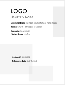 University Assignment Cover Page