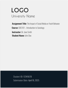 University Assignment Cover Page