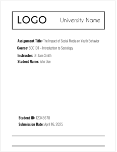 University Assignment Cover Page