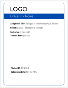 University Assignment Cover Page