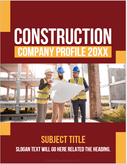 Page de couverture du profil de l'entreprise de construction