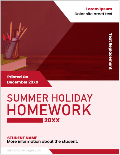 Summer holiday homework cover page