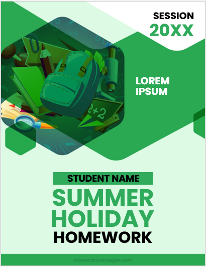 Summer holiday homework cover page