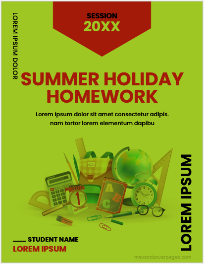 cover page for summer holiday homework