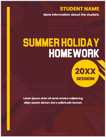 Summer holiday homework cover page