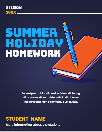 Summer holiday homework cover page