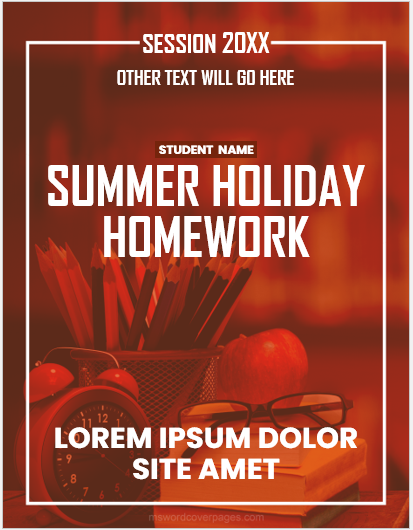 cover page for summer holiday homework