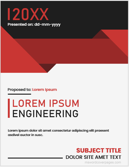 Engineering project cover page