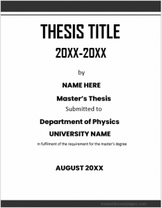 Physics thesis cover page