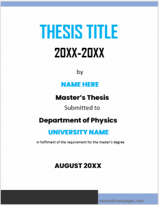 Physics thesis cover page