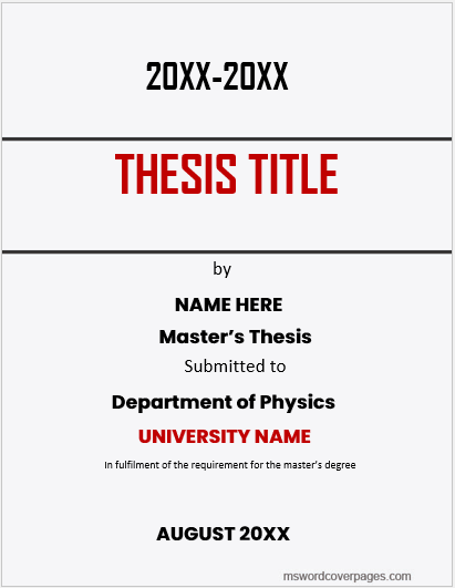 Physics thesis cover page