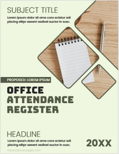 Office attendance register cover page