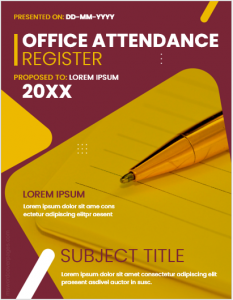 Office attendance register cover page