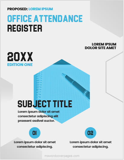 Office attendance register cover page