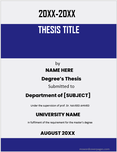 Dissertation cover page template