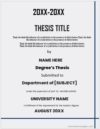 10 Best Dissertation Cover Page Samples For 20xx Download