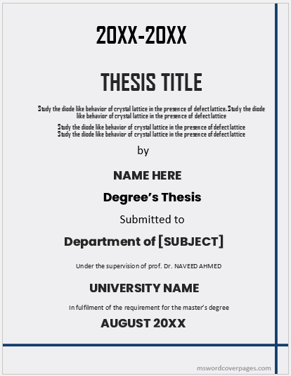 Dissertation cover page template