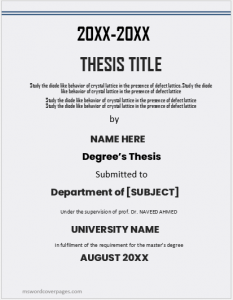 Dissertation cover page template