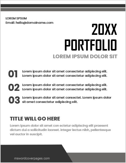 Portfolio Cover Page in Black & White