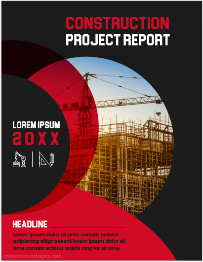 Page de couverture du rapport de projet de construction