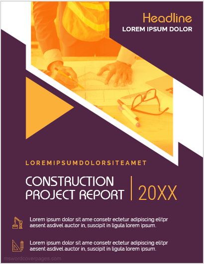 Page de couverture du rapport de projet de construction