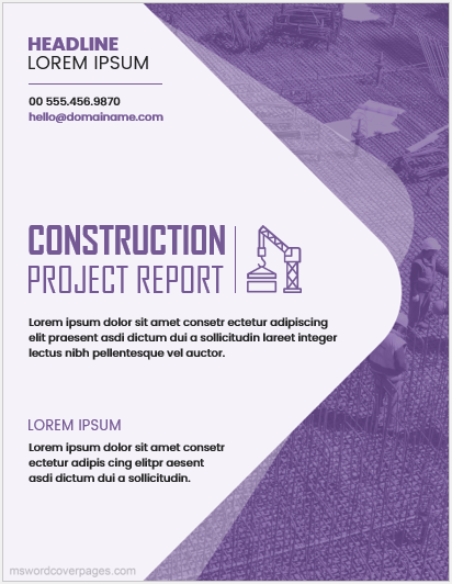 Page de couverture du rapport de projet de construction