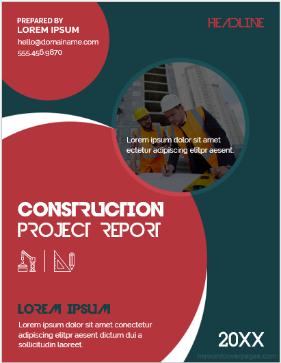 Page de couverture du rapport de projet de construction