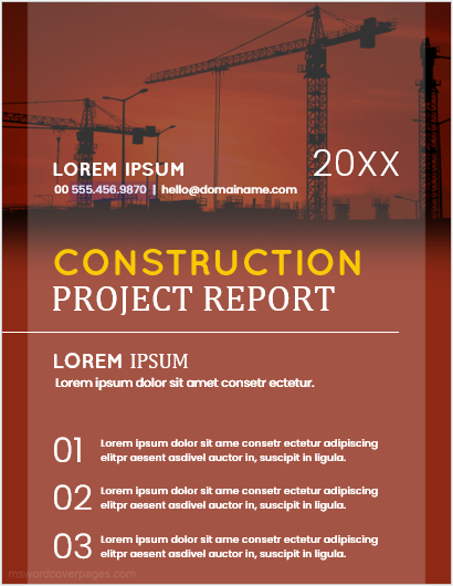 Construction project report cover page