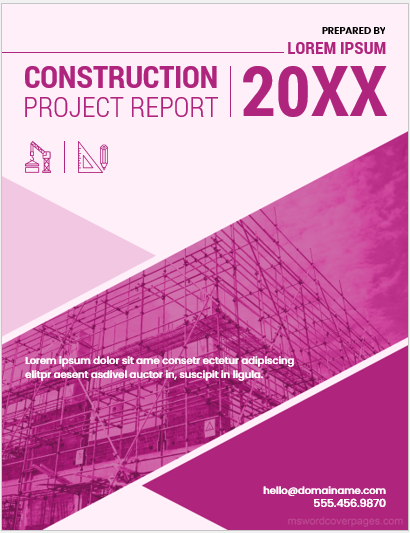 Construction project report cover page