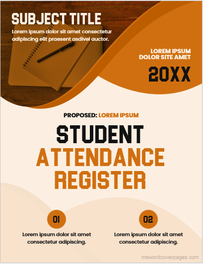 Student attendance register cover page