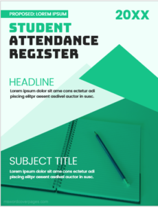 Student attendance register cover page