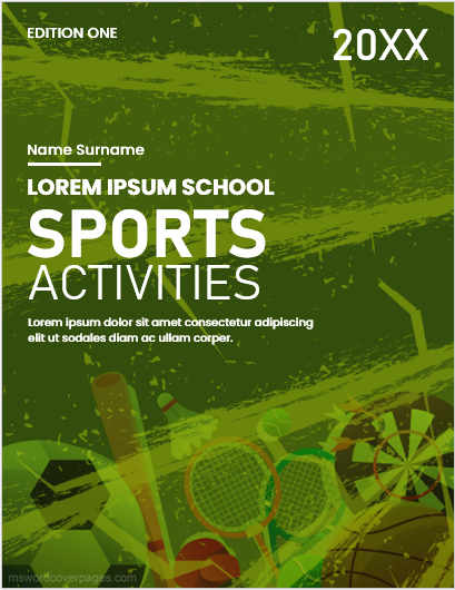 School sports activities magazine cover page