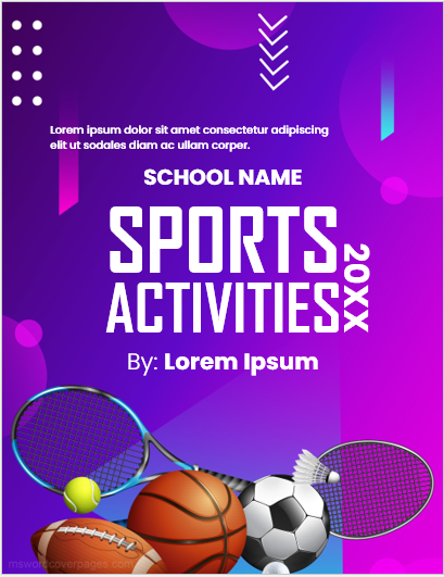 School sports activities magazine cover page