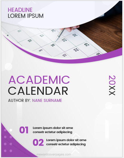 Academic calendar cover page