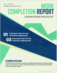 Work completion report cover pages