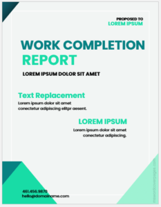 Work completion report cover pages