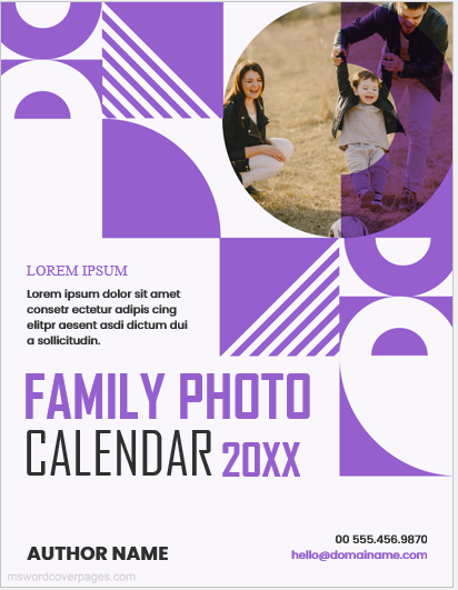 Family photo calendar cover page