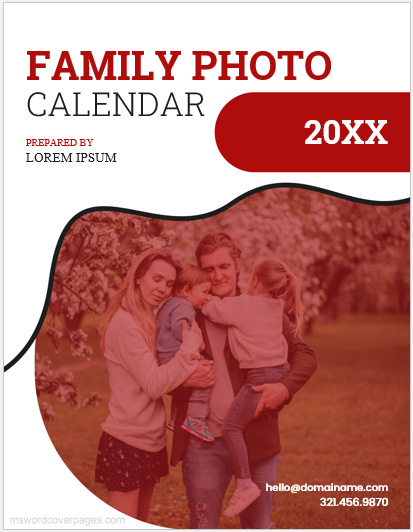 Family photo calendar cover page