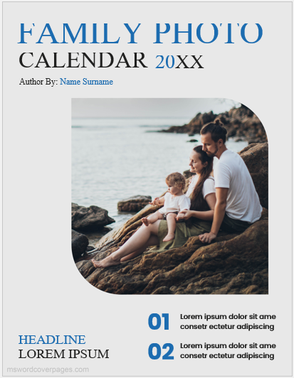 Page de garde du calendrier des photos de famille