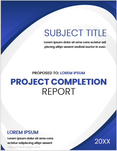 Project completion report cover page