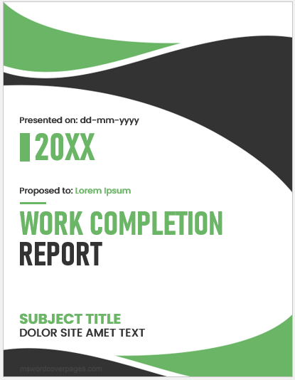Project completion report cover page
