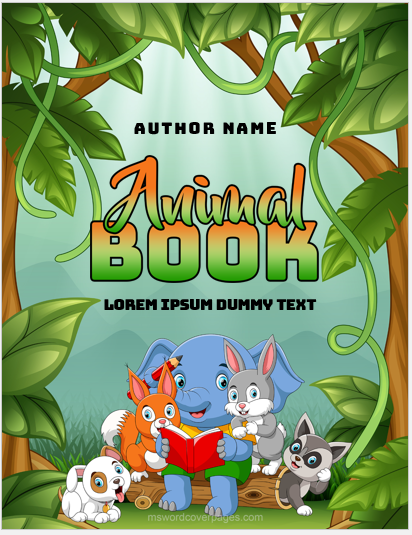 Animal book cover page template