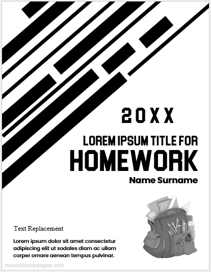Black and white homework cover page