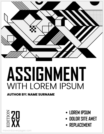 Assignment cover page in black and white