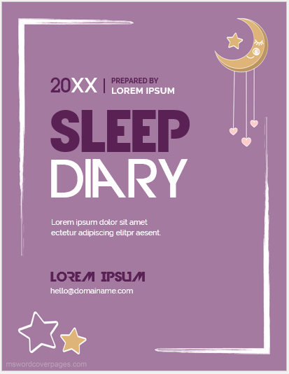 Sleep diary front page template