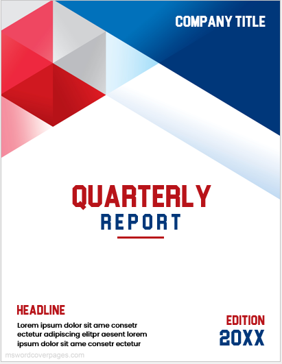 Company quarterly report cover page